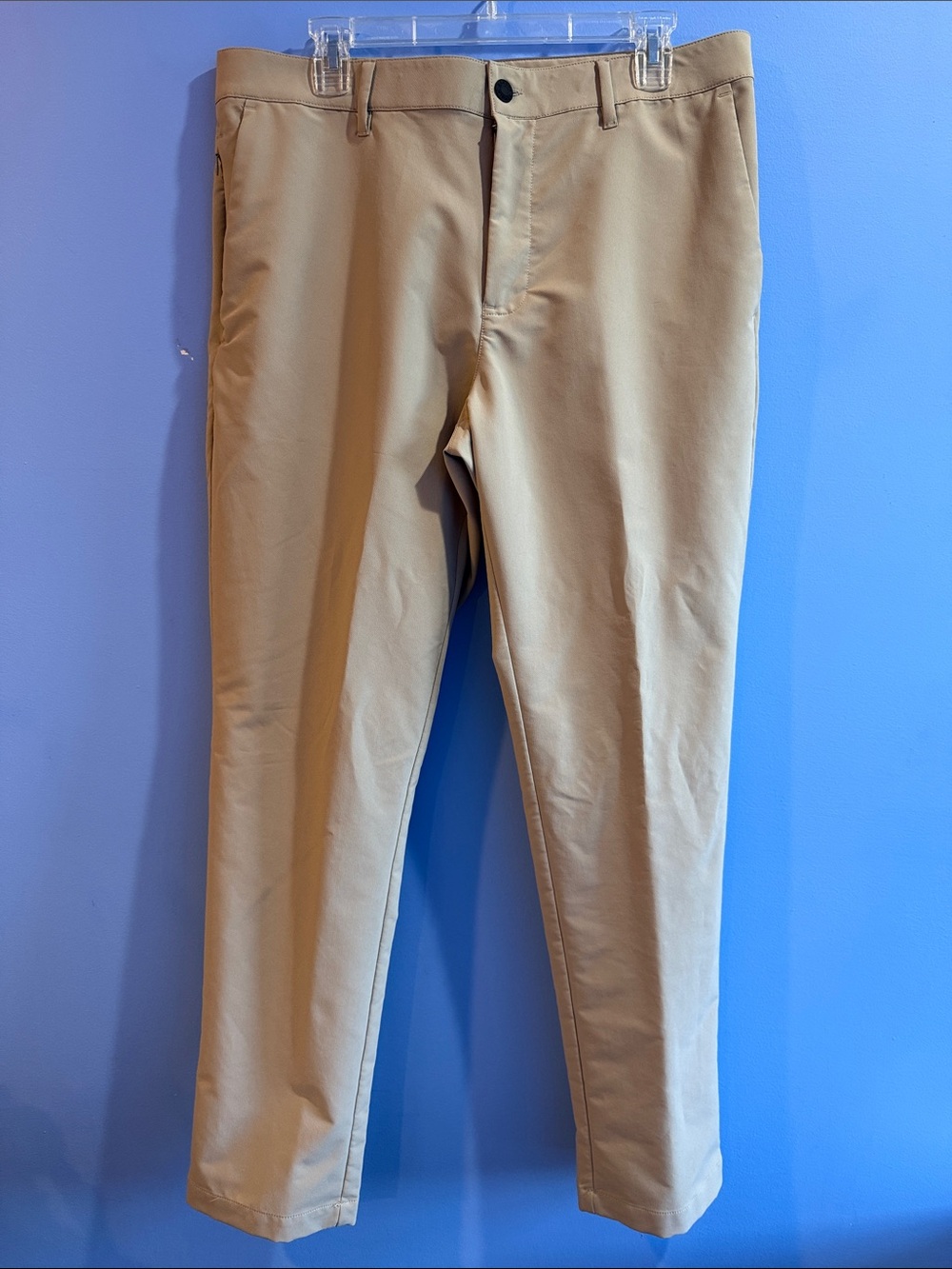 Banana Republic Men's Slim Chinos in Beige 34 x 32 Extra Side Zipper Pocket